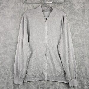 Paul Jones Sweater Mens 2XL Gray Full Zip Mr. Rogers Cardigan Grandpa Preppy